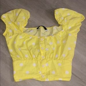 Yellow Zara Polka Dotted Cropped Top